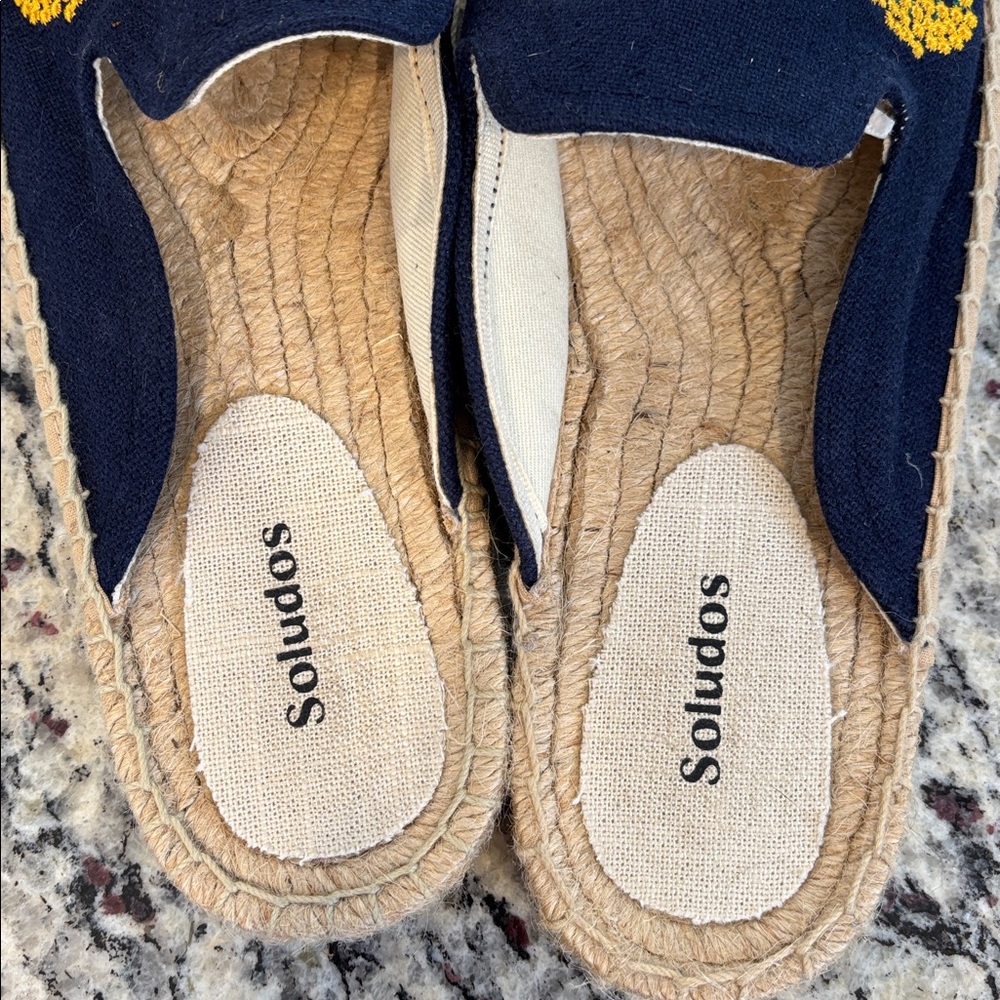 Soludos Navy Embroidered Floral Espadrilles Flats - Picture 8 of 11